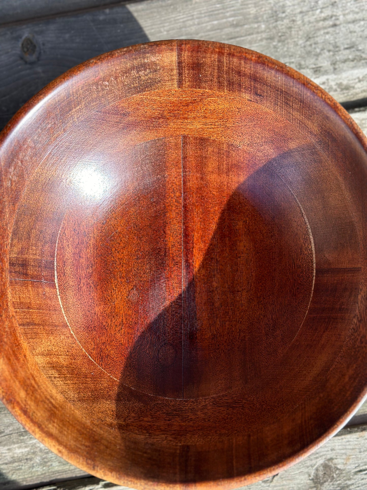 Vintage Hand Turned Mahogany Fruit Bowl