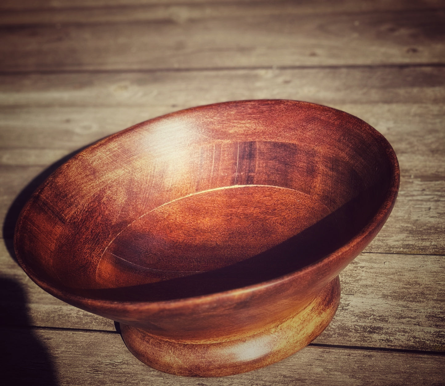 Vintage Hand Turned Mahogany Fruit Bowl