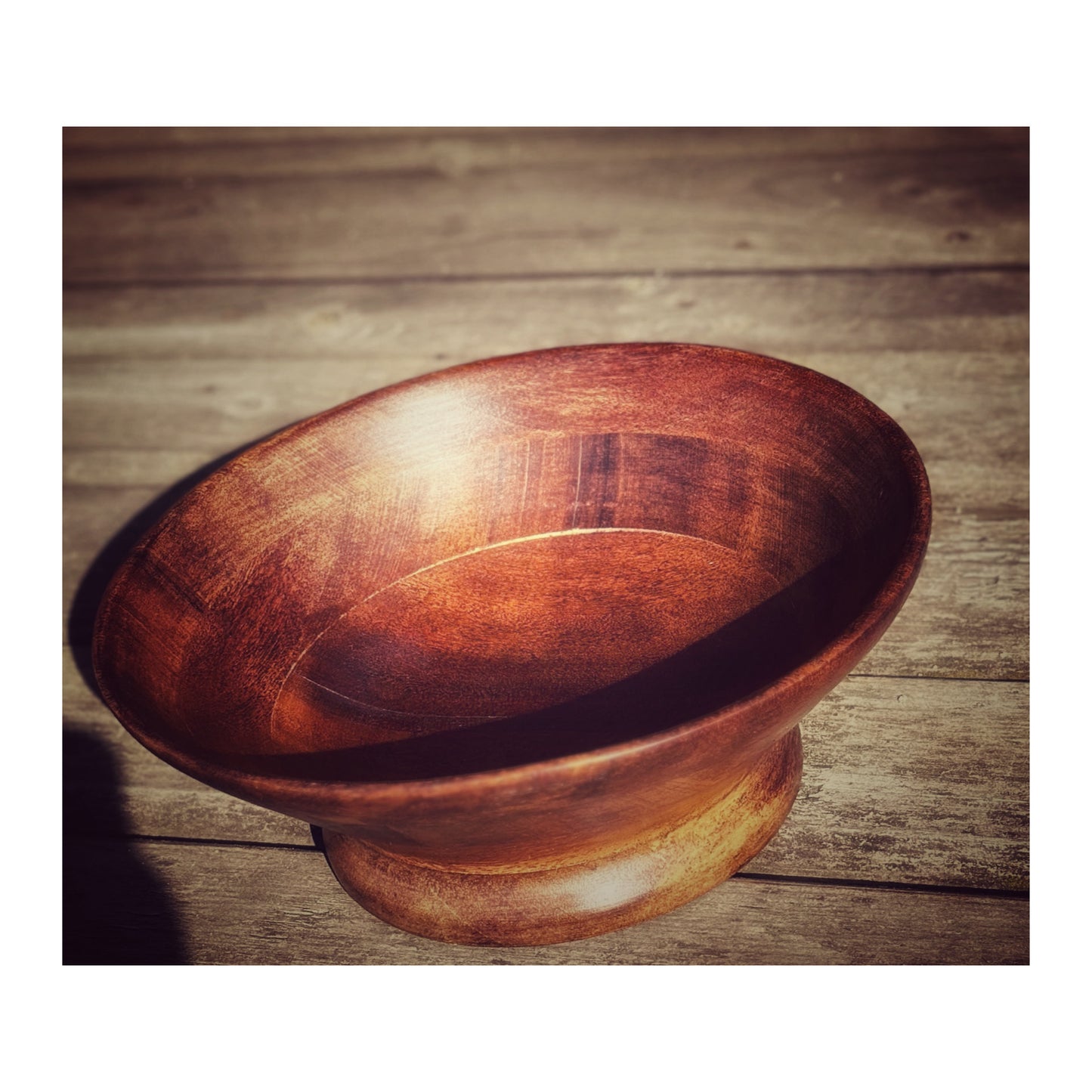 Vintage Hand Turned Mahogany Fruit Bowl