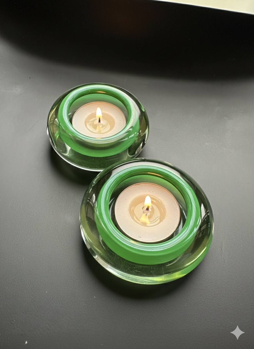 Hanne Dreutler Studio Åhus 2000 signed Swedish Studio Glass Votive Holders