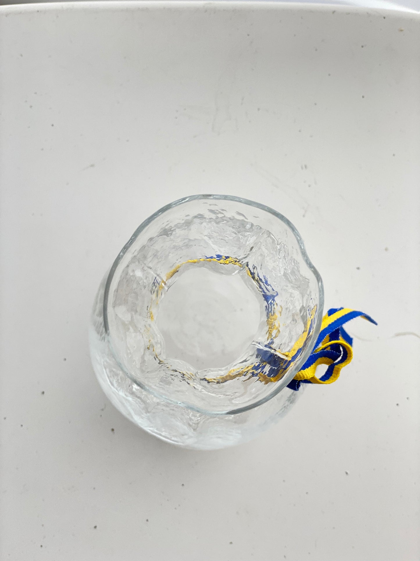 Scandinavian Sea Glasbruk Vase 'Glass Bag’ designed by Rune Strand with Original Ribbon