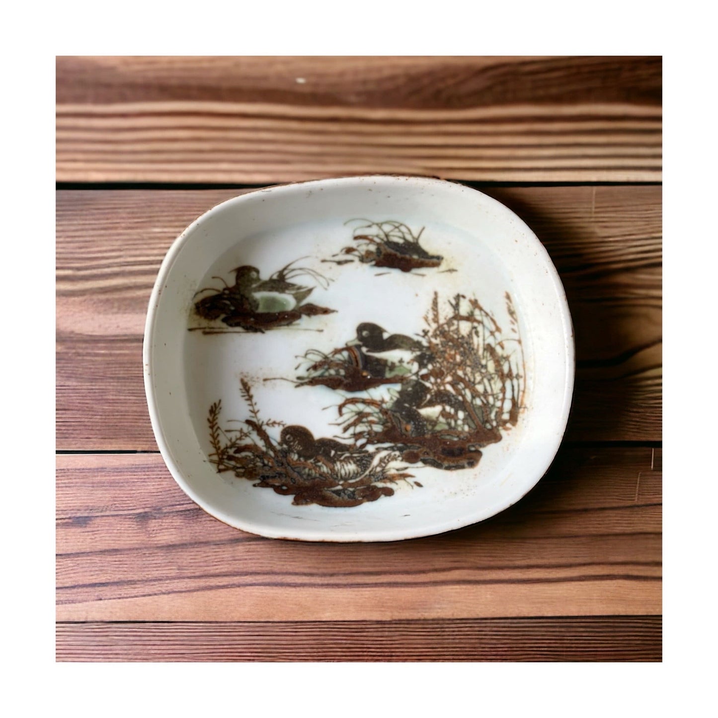 Nils Thorsson for Royal Copenhagen Dish Baca Earthenware with Eider Ducks. Circa 1965