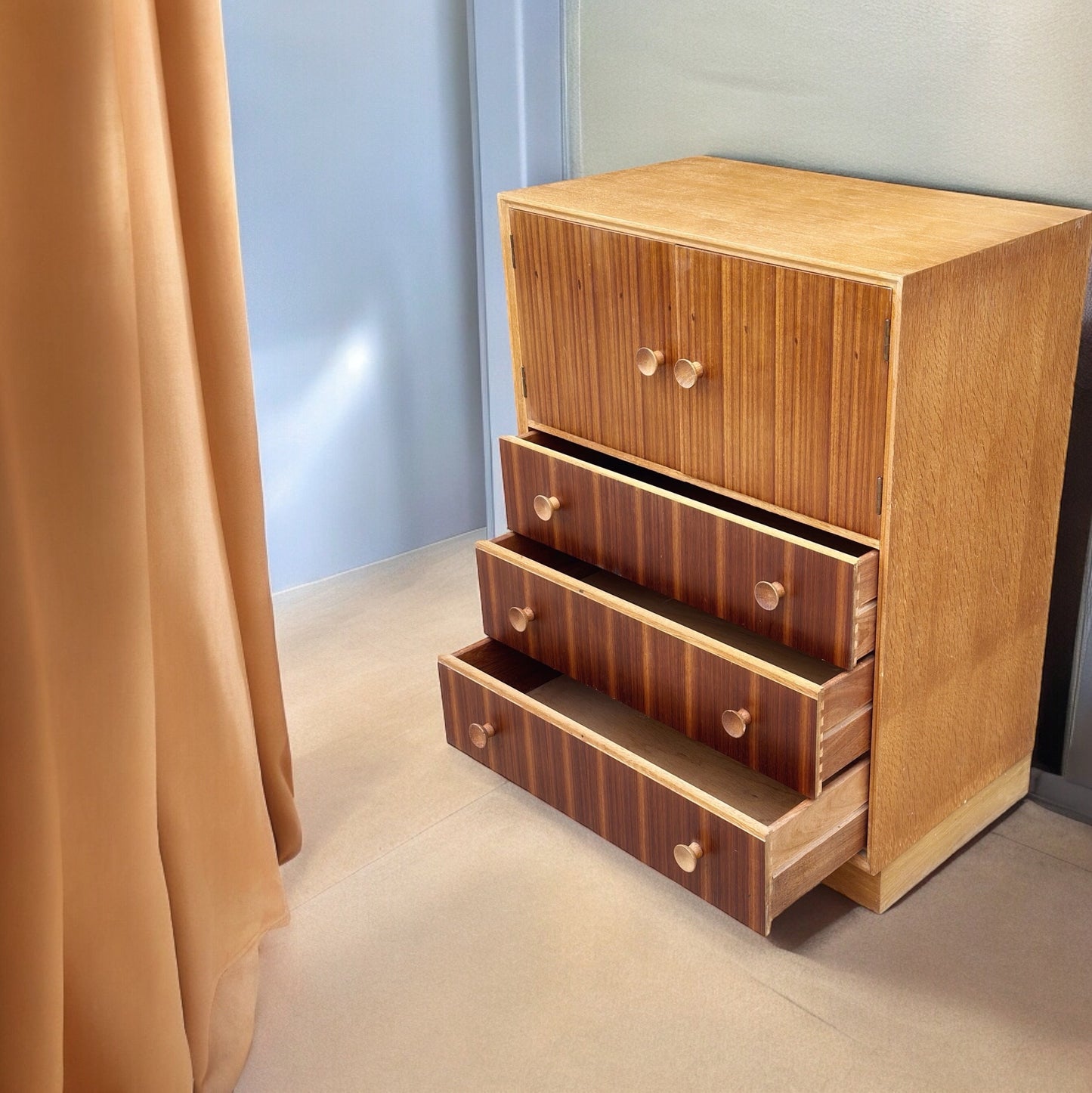 Vintage Mid Century Danish "Meredew" Tall Boy Storage Drinks Cabinet