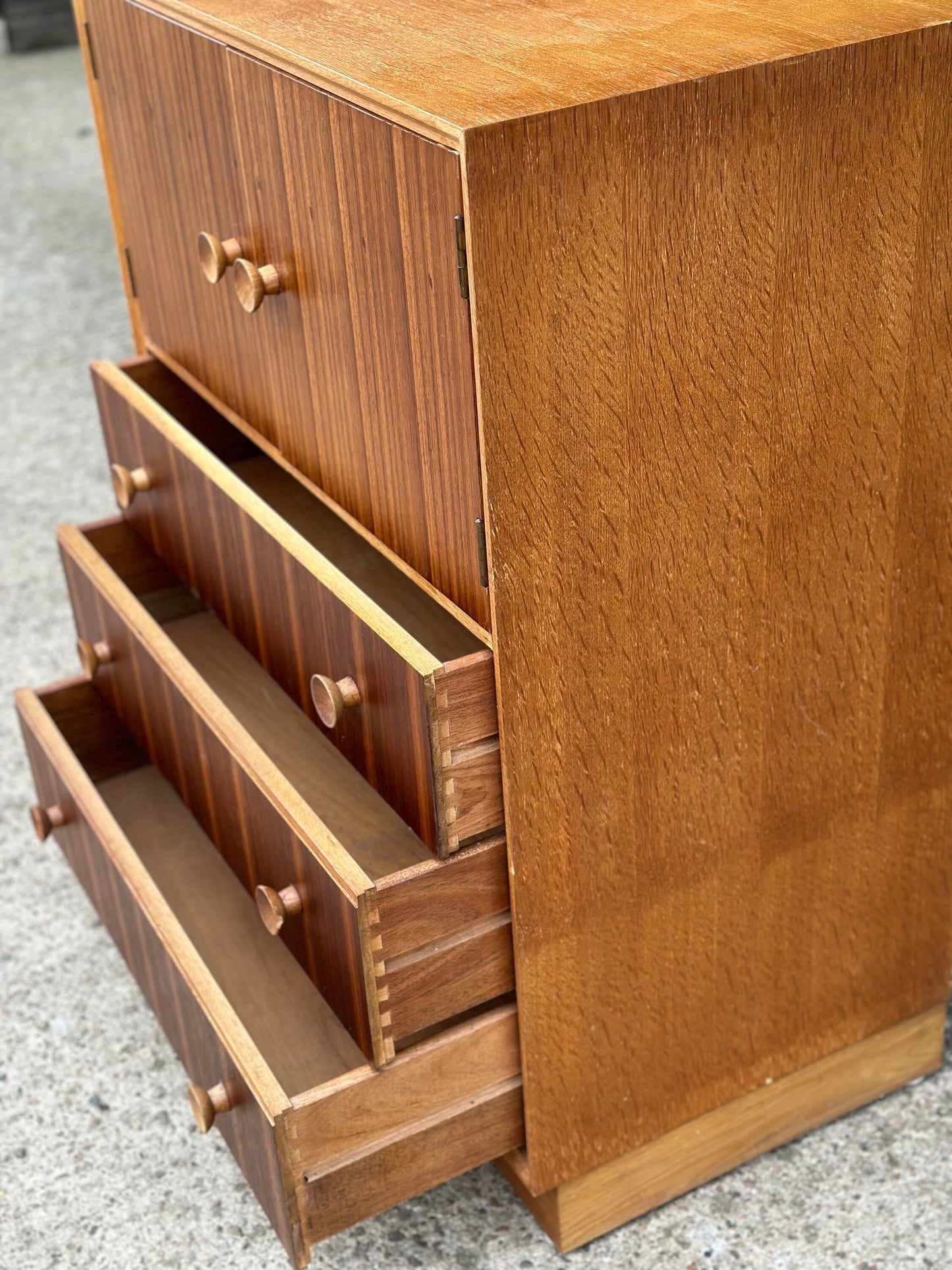 Vintage Mid Century Danish "Meredew" Tall Boy Storage Drinks Cabinet