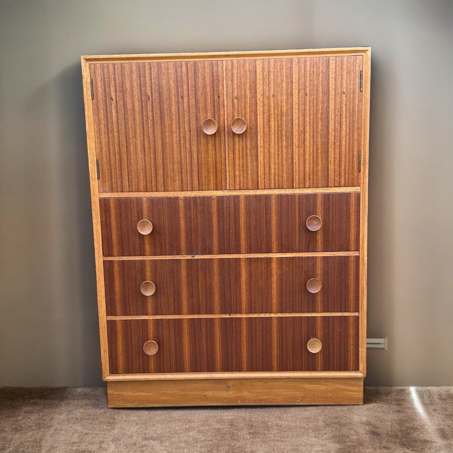 Vintage Mid Century Danish "Meredew" Tall Boy Storage Drinks Cabinet