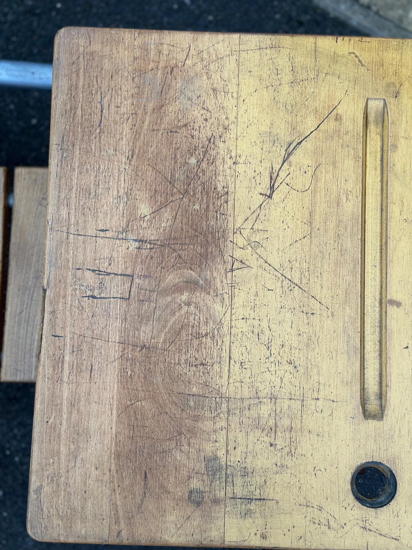 Vintage Mid Century Modern French School Desk Industrial French Rustic Modern Design