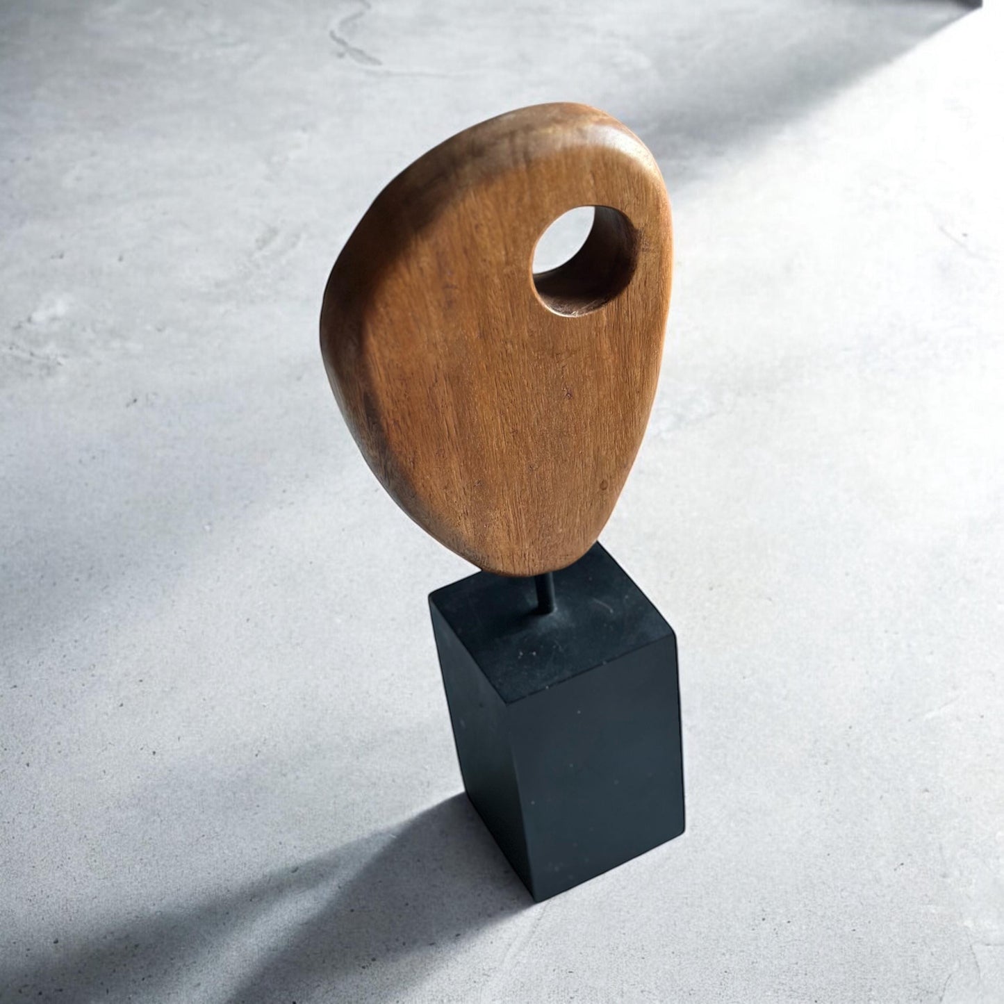 Midcentury 1960s Wood Teardrop Sculpture on Plinth