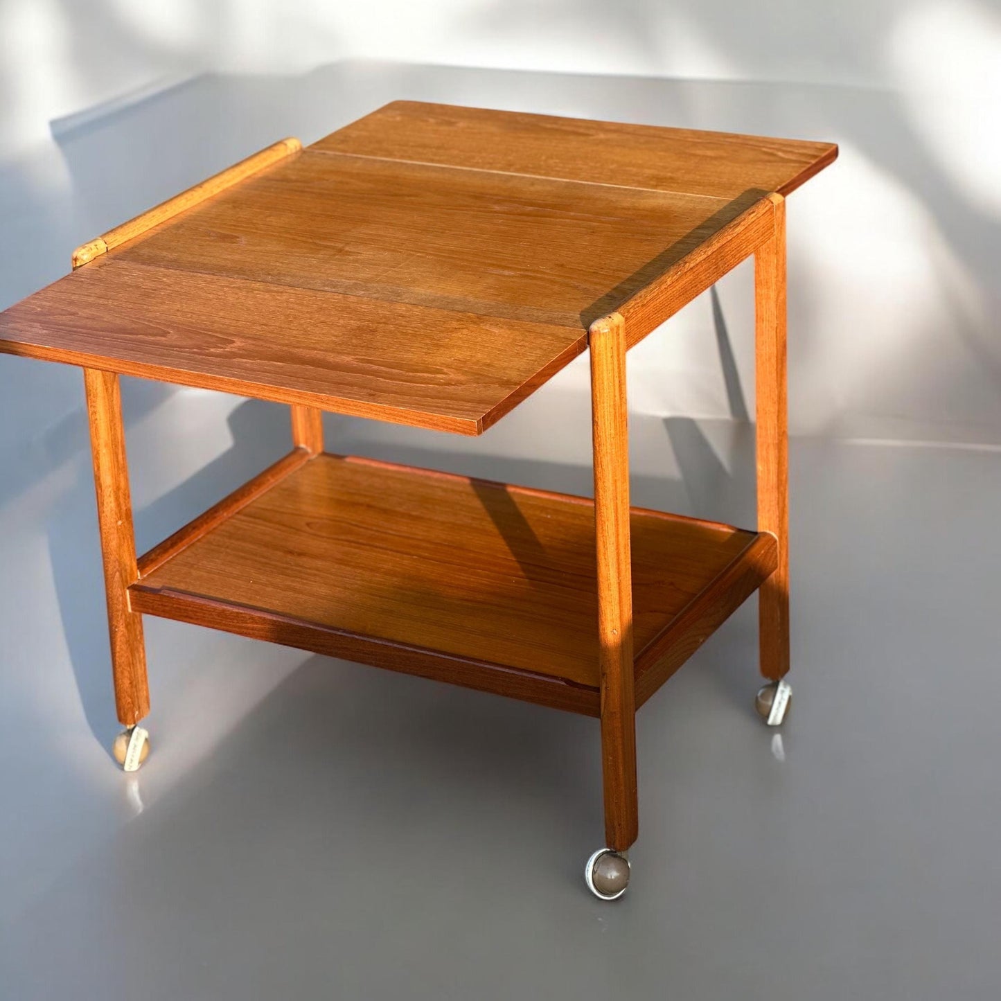 Teak Mid Century Modern Drop Leaf Bar / Drinks Cart Scandinavian Danish Gplan