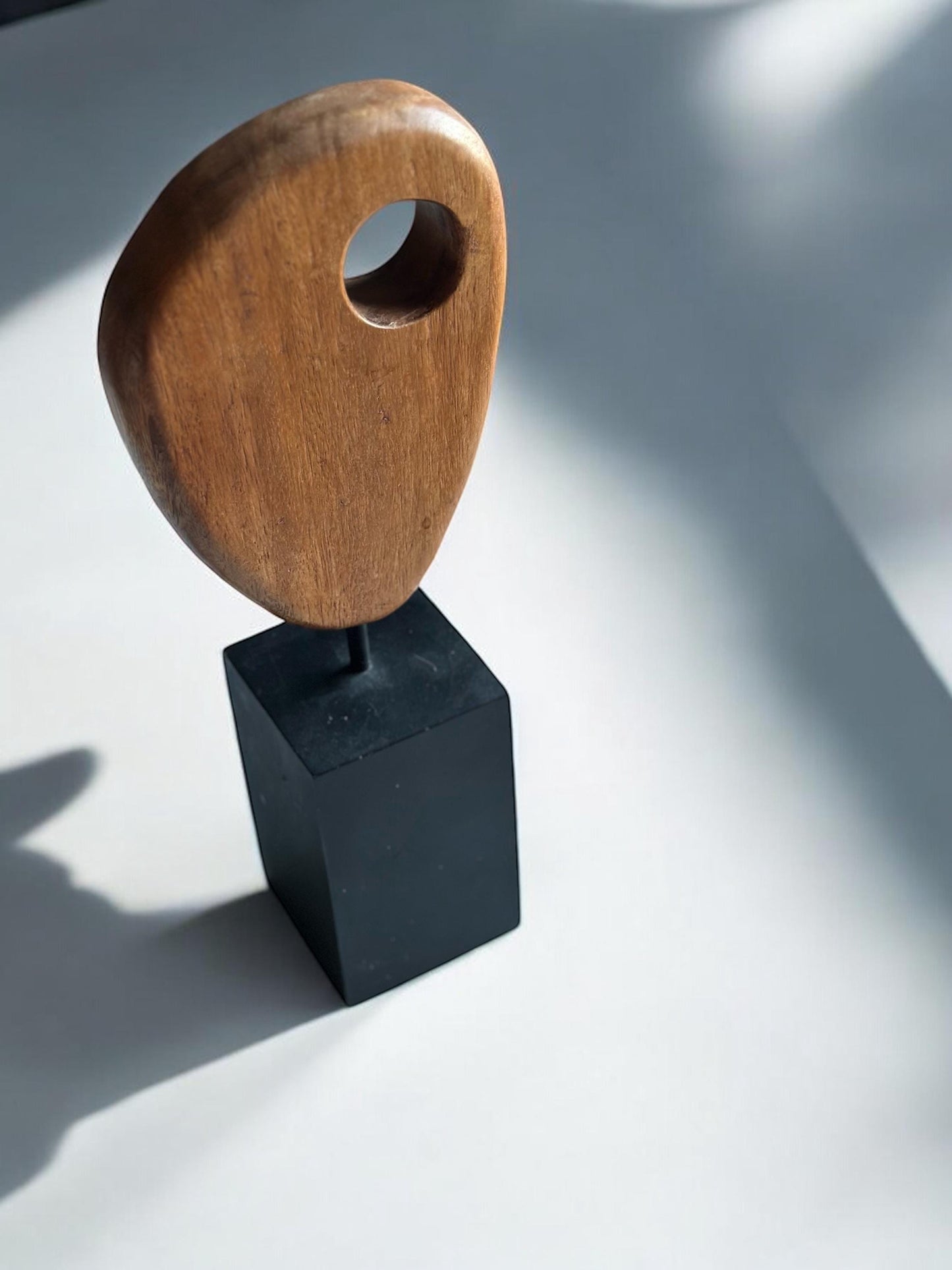 Midcentury 1960s Wood Teardrop Sculpture on Plinth