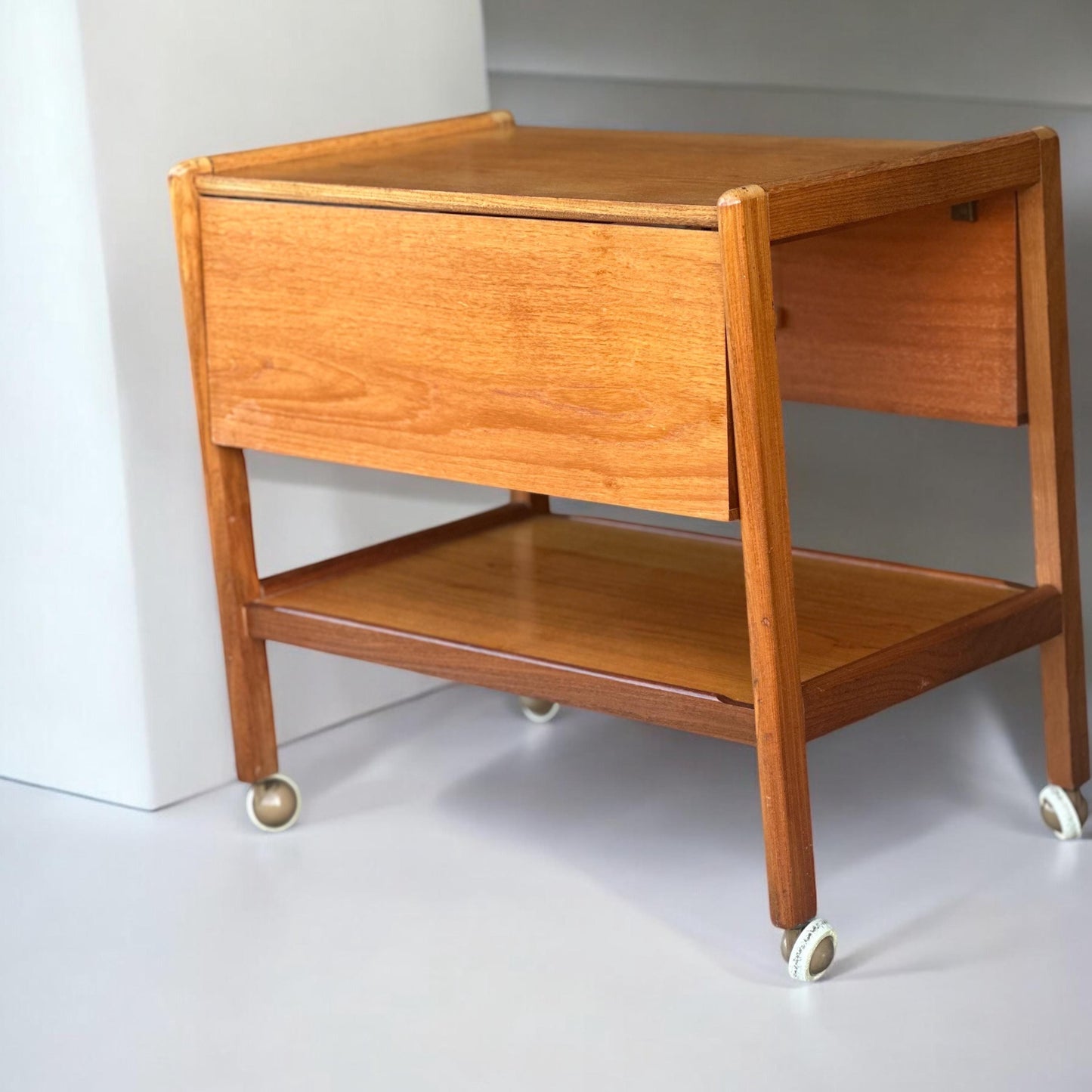 Teak Mid Century Modern Drop Leaf Bar / Drinks Cart Scandinavian Danish Gplan