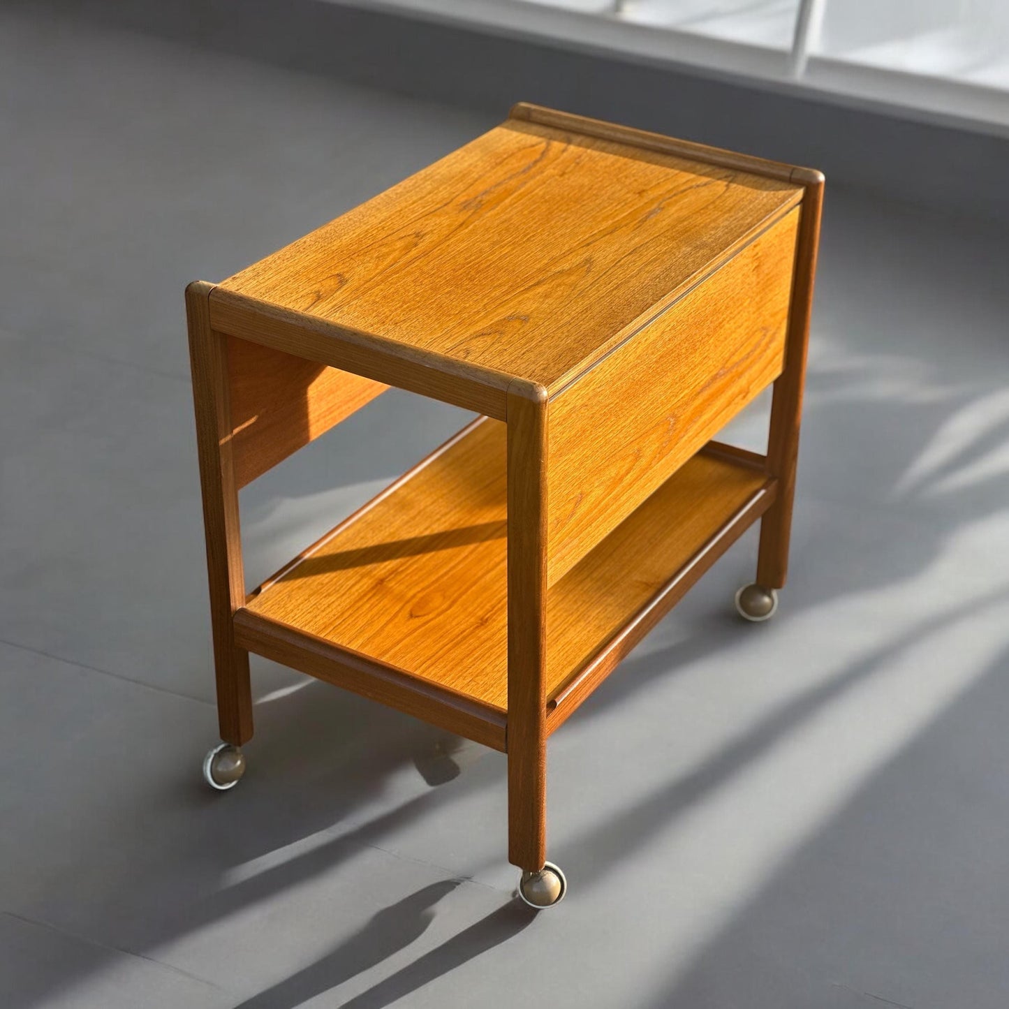 Teak Mid Century Modern Drop Leaf Bar / Drinks Cart Scandinavian Danish Gplan