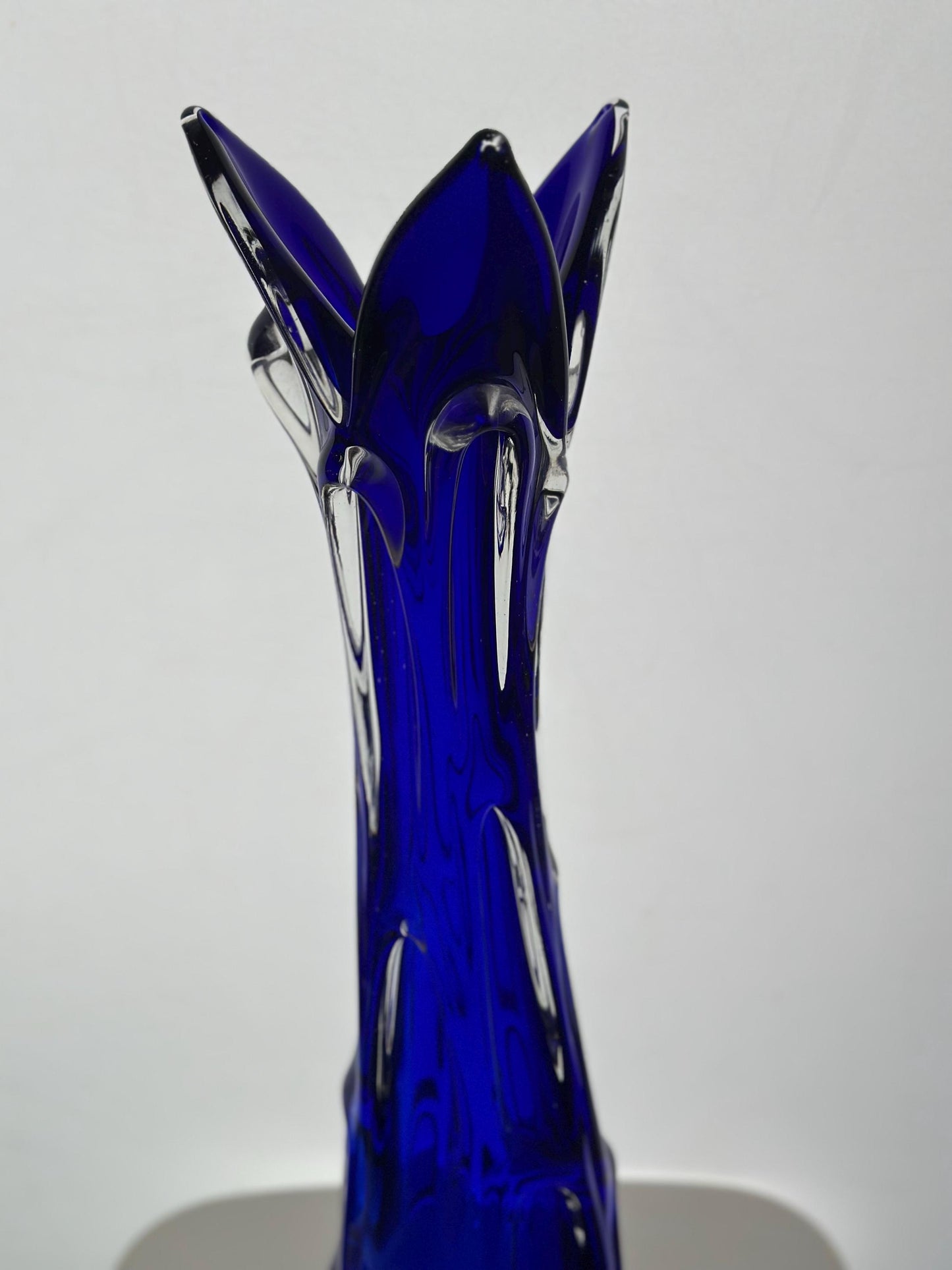 Vintage Bohemian Large Glass Vase by Jan Beranek Skrdlovice Colbalt Blue 1960’s