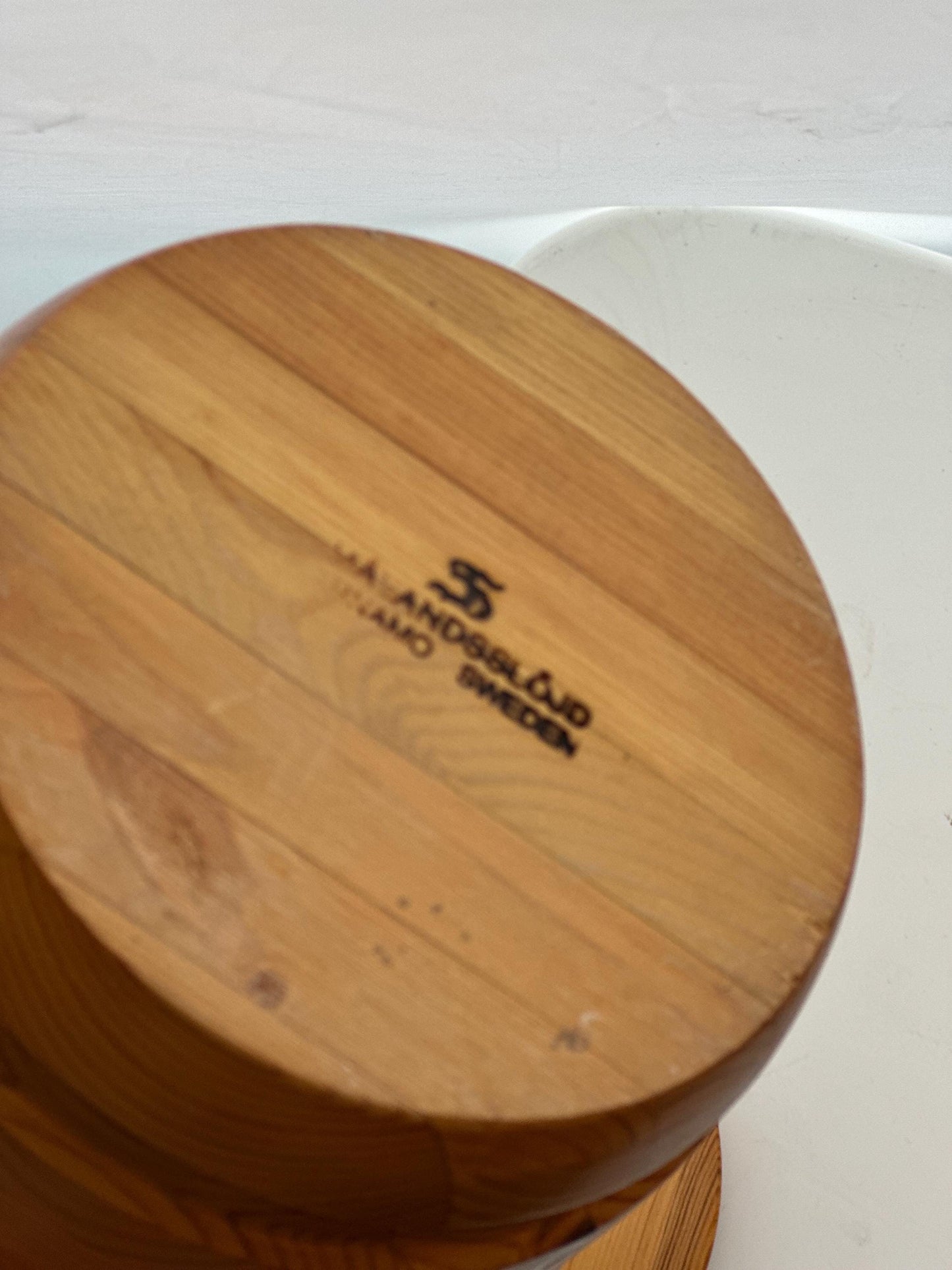 Vintage Swedish Wooden Container from Sandbergs Nora Stad Rustic Modern