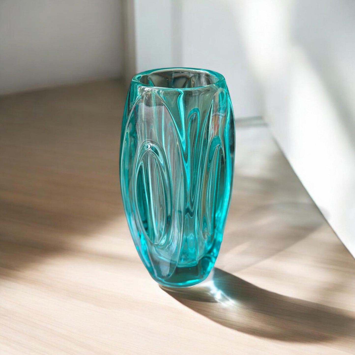 Vintage Mid Century Lens Vase 914 by Rudolf Schrötter for Sklo Union, 1950s Design, Czech Glass, Mid Century Modern