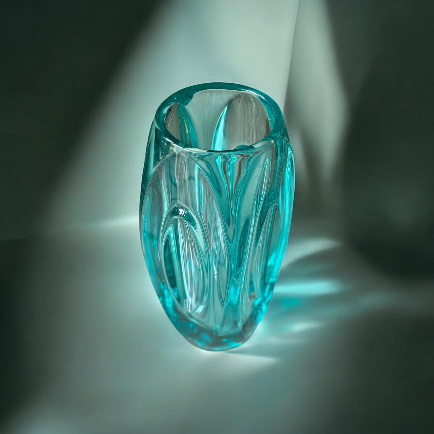 Vintage Mid Century Lens Vase 914 by Rudolf Schrötter for Sklo Union, 1950s Design, Czech Glass, Mid Century Modern