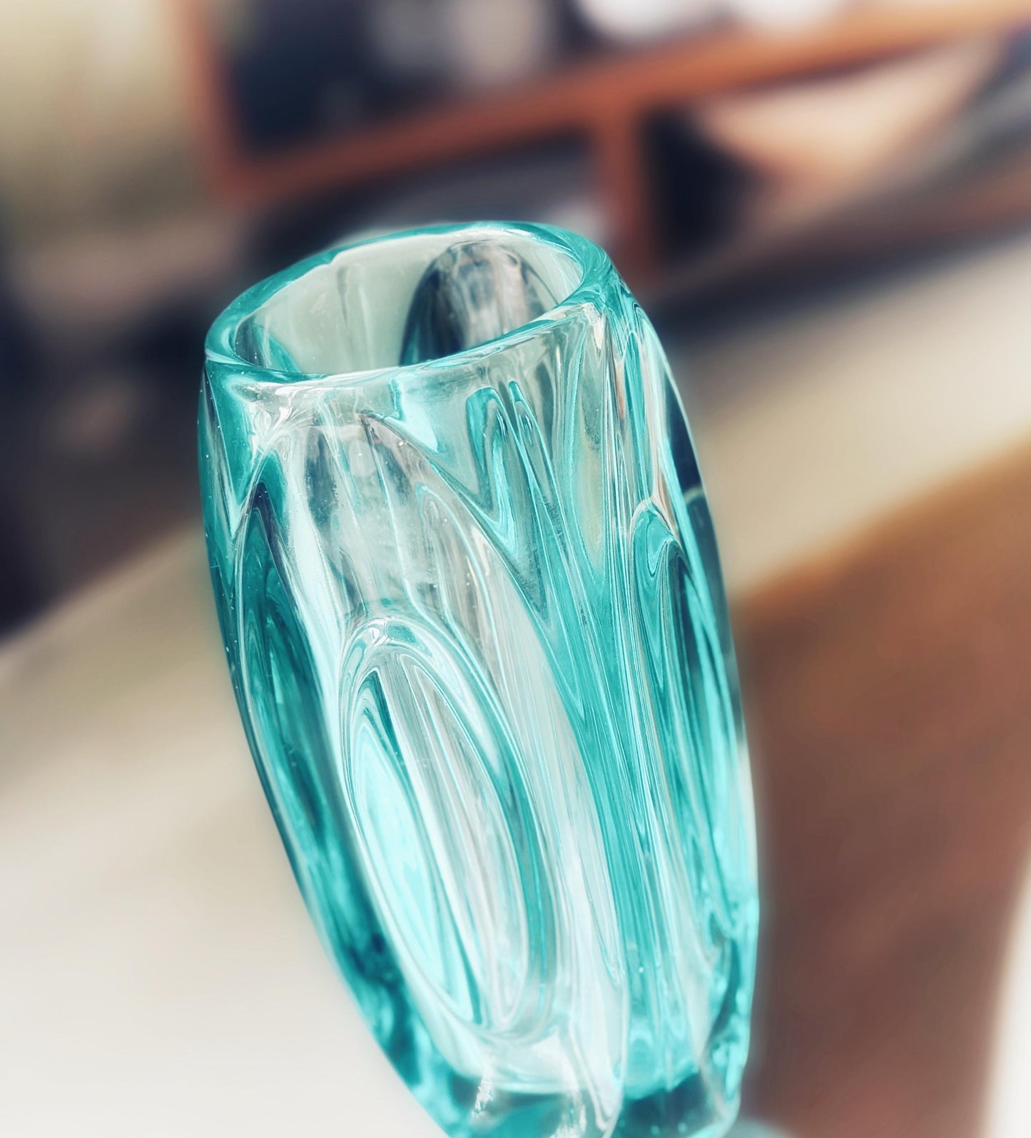 Vintage Mid Century Lens Vase 914 by Rudolf Schrötter for Sklo Union, 1950s Design, Czech Glass, Mid Century Modern