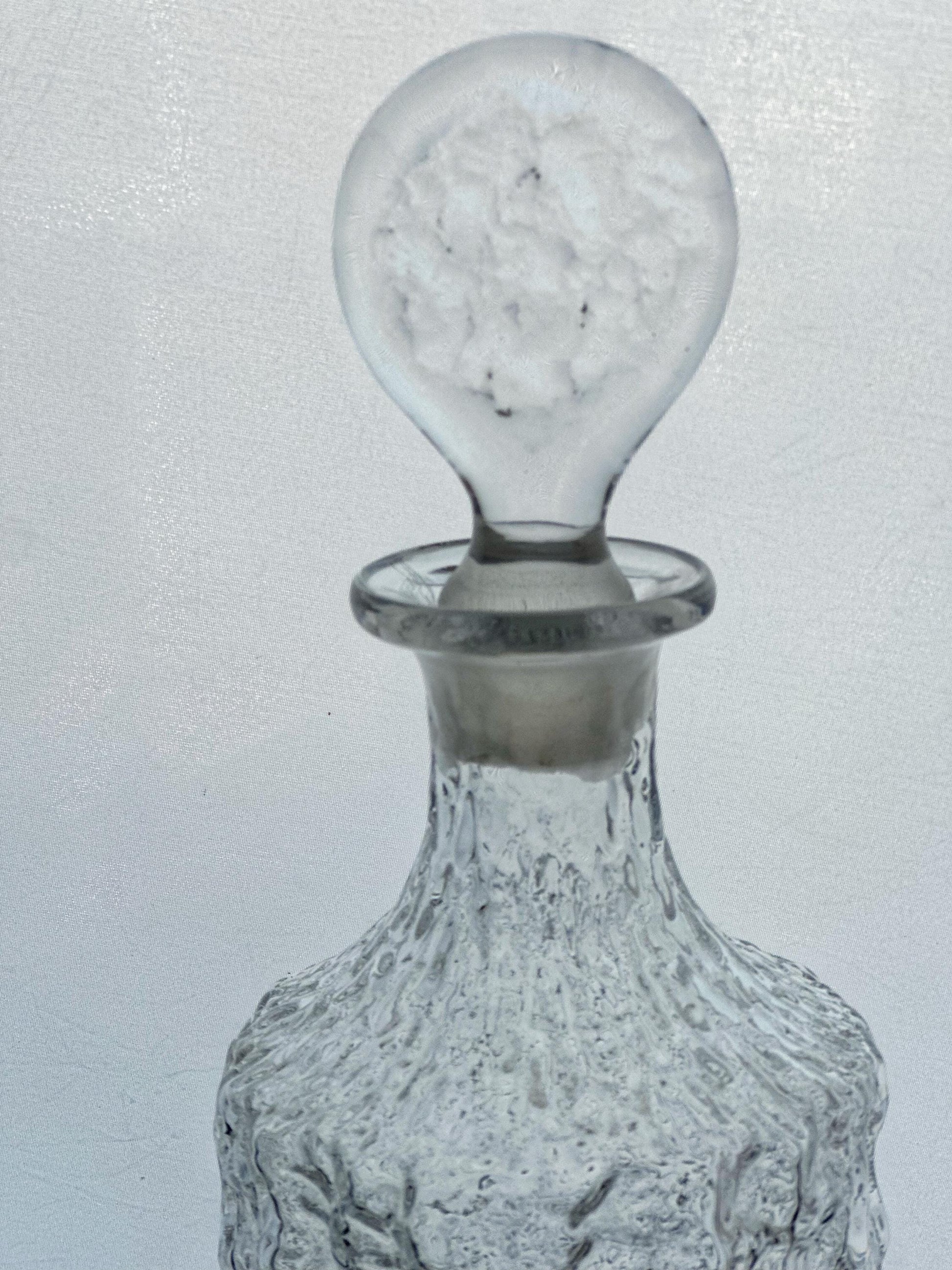 Whitefriars Scandinavian Glacier Finish Decanter Hand Ground Stopper 1970s