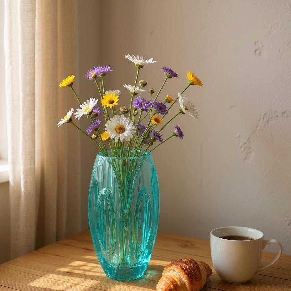 Vintage Mid Century Lens Vase 914 by Rudolf Schrötter for Sklo Union, 1950s Design, Czech Glass, Mid Century Modern