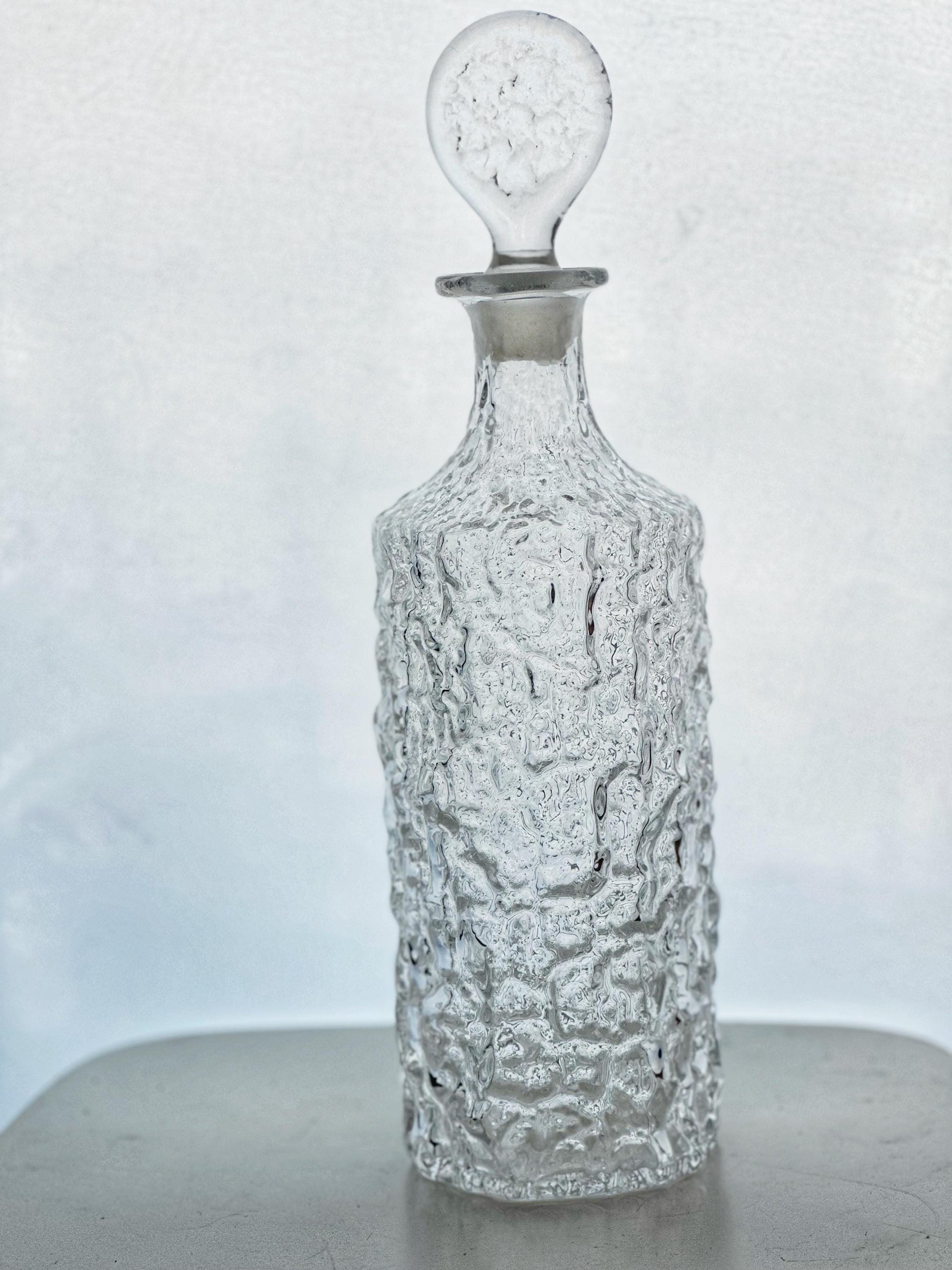 Whitefriars Scandinavian Glacier Finish Decanter Hand Ground Stopper 1970s
