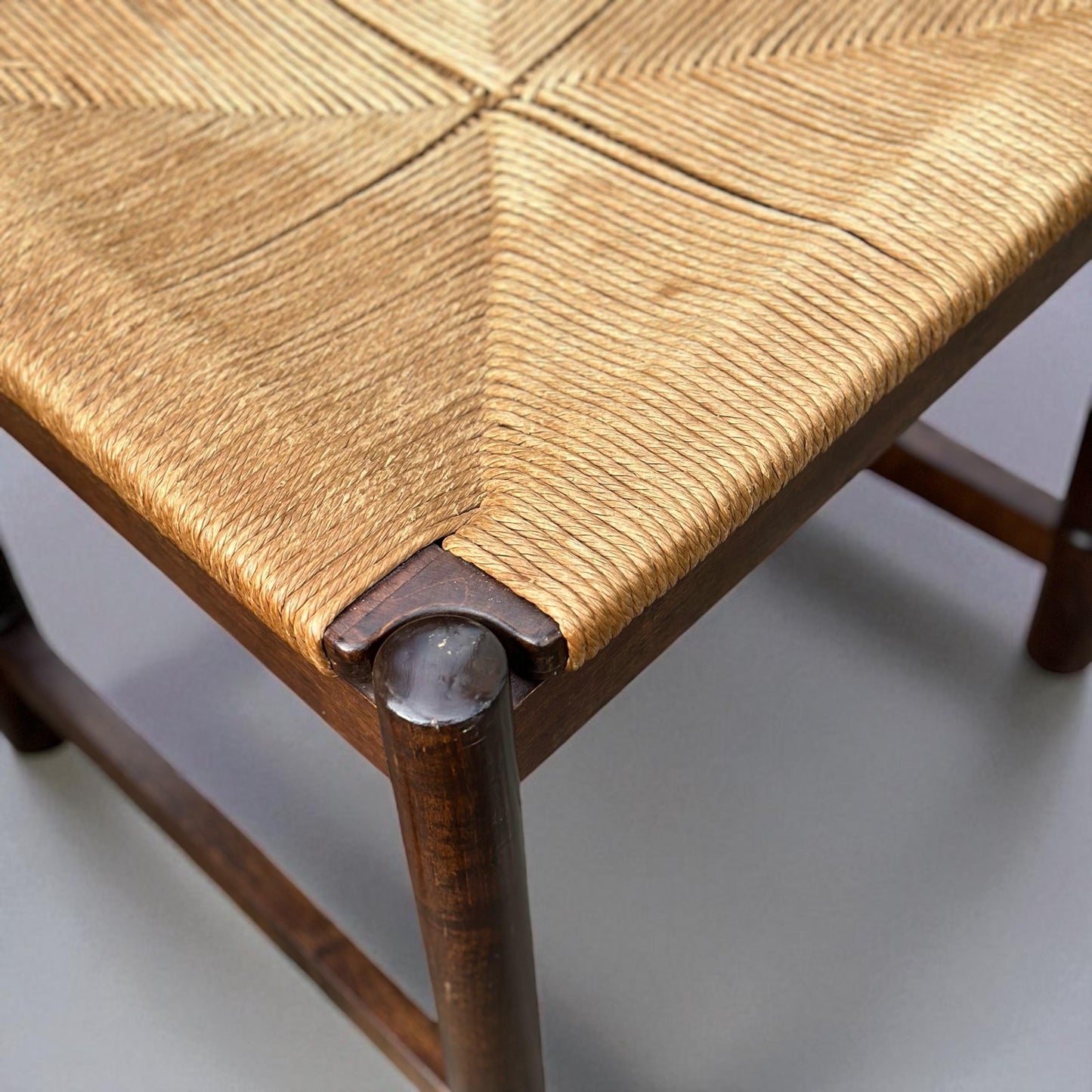 Asko Sisal Weave Chairs in Rosewood, Finland, 1960's Papercord Dining Chairs set of 2 Vintage Scandinavian Design Chairs
