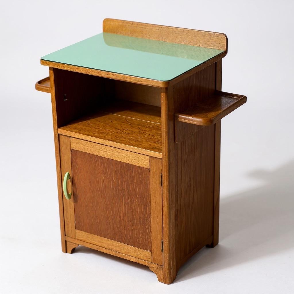 A Midcentury Bedside Cabinet Oak and Formica