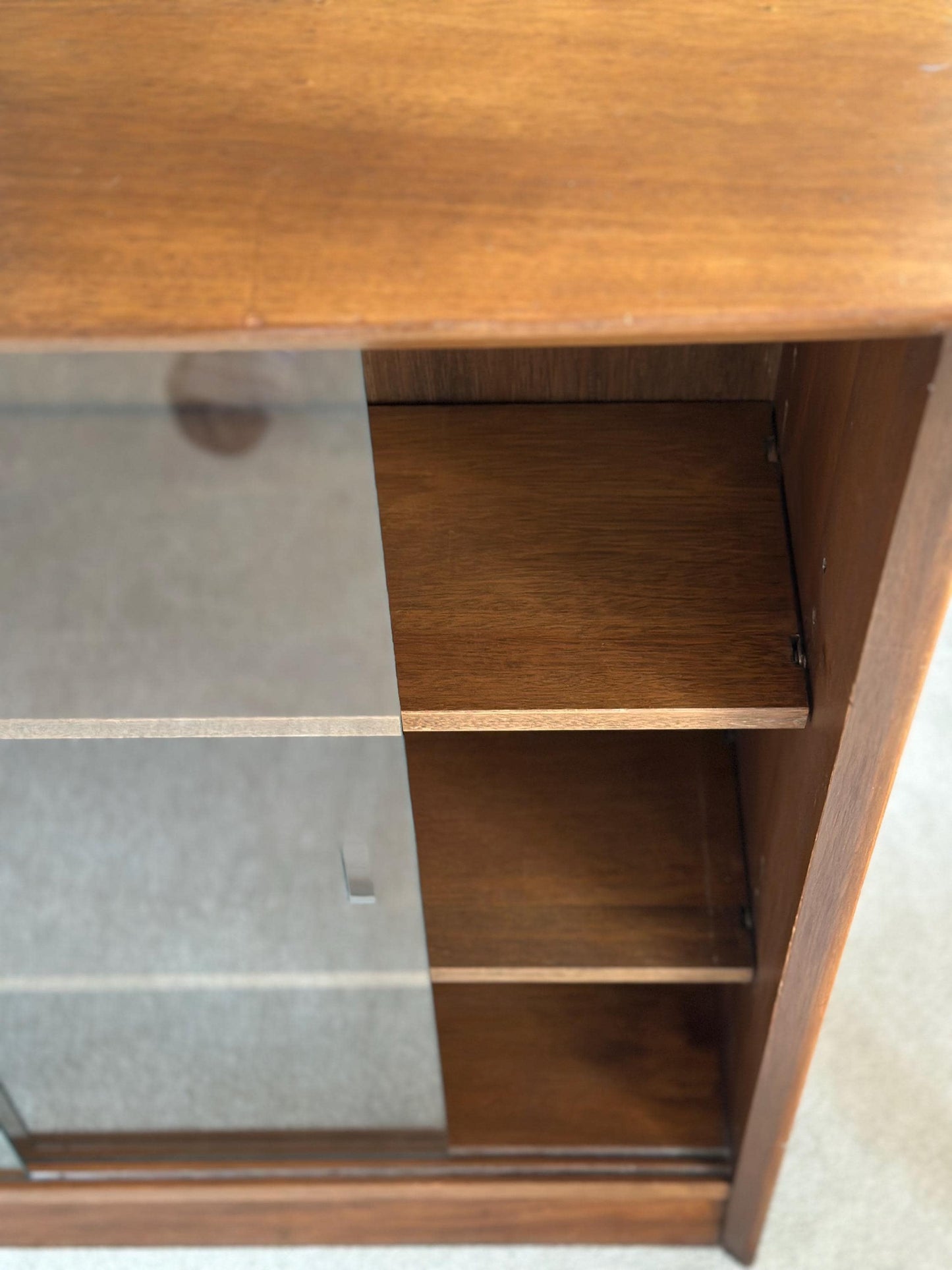 Vintage Teak Bookcase by Herbert E. Gibbs, 1970s | Mid-Century Modern British Design | Sliding Glass Doors | Pair Available