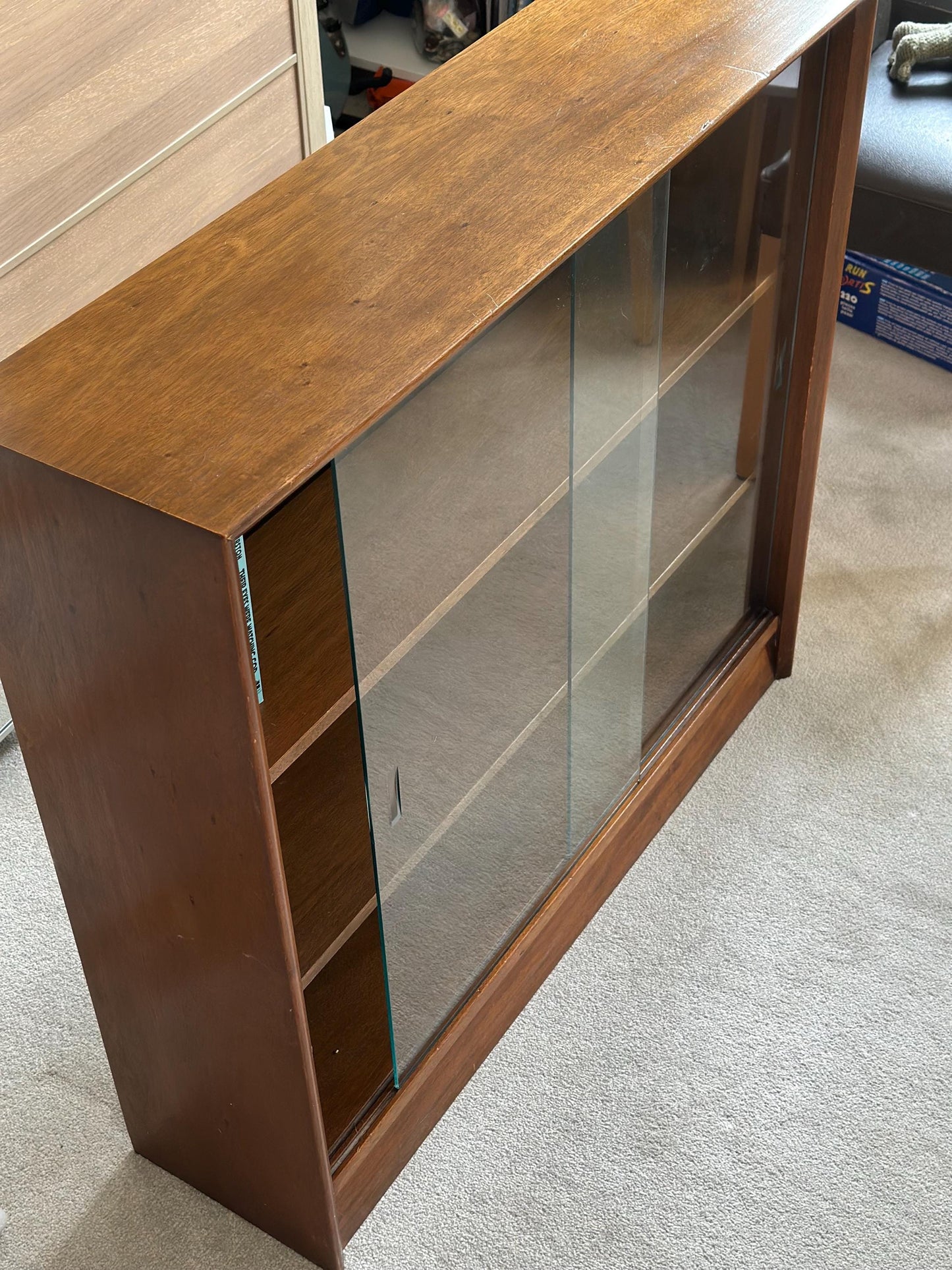 Vintage Teak Bookcase by Herbert E. Gibbs, 1970s | Mid-Century Modern British Design | Sliding Glass Doors | Pair Available