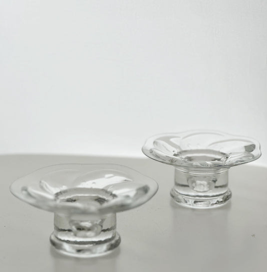 Pair of Nuutajärvi Lumme Tealight Holders by Kerttu Nurminen, Finland