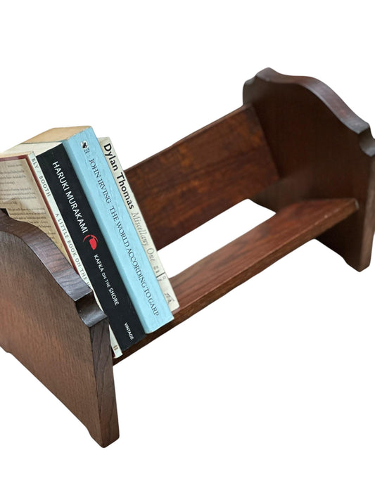 Vintage Antique Oak Book Shelf, Desk Top, Wooden Book Trough, Miniature Library Shelf, Table Top