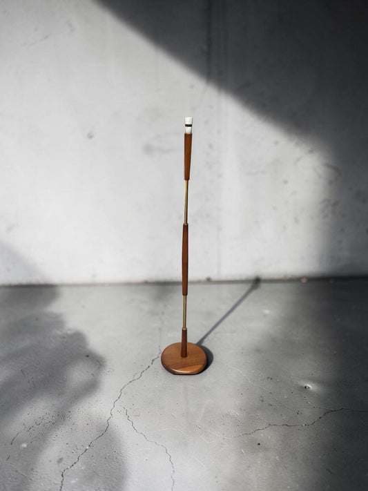 Mid Century 1960s Teak & Brass Floor Lamp — Sanderson Dandelion Clocks Shade