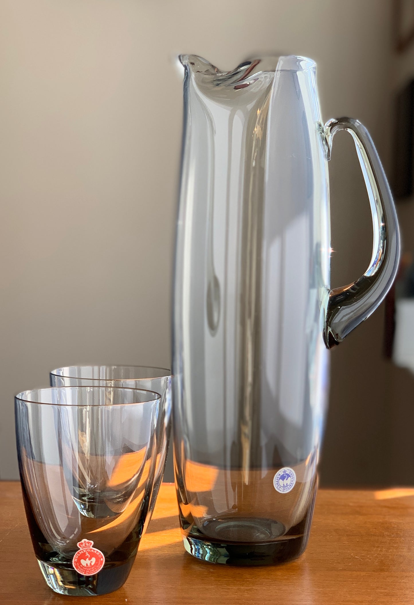 Per Lütken Holmegaard Roskilde jug carafe and Tumblers