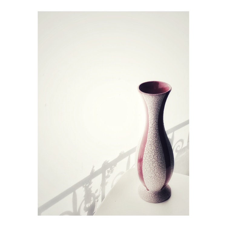 Jasba West German Crackle Vase Pink/Red Stripes
