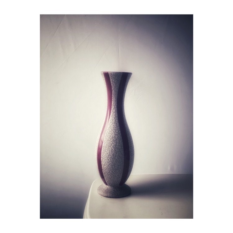 Jasba West German Crackle Vase Pink/Red Stripes