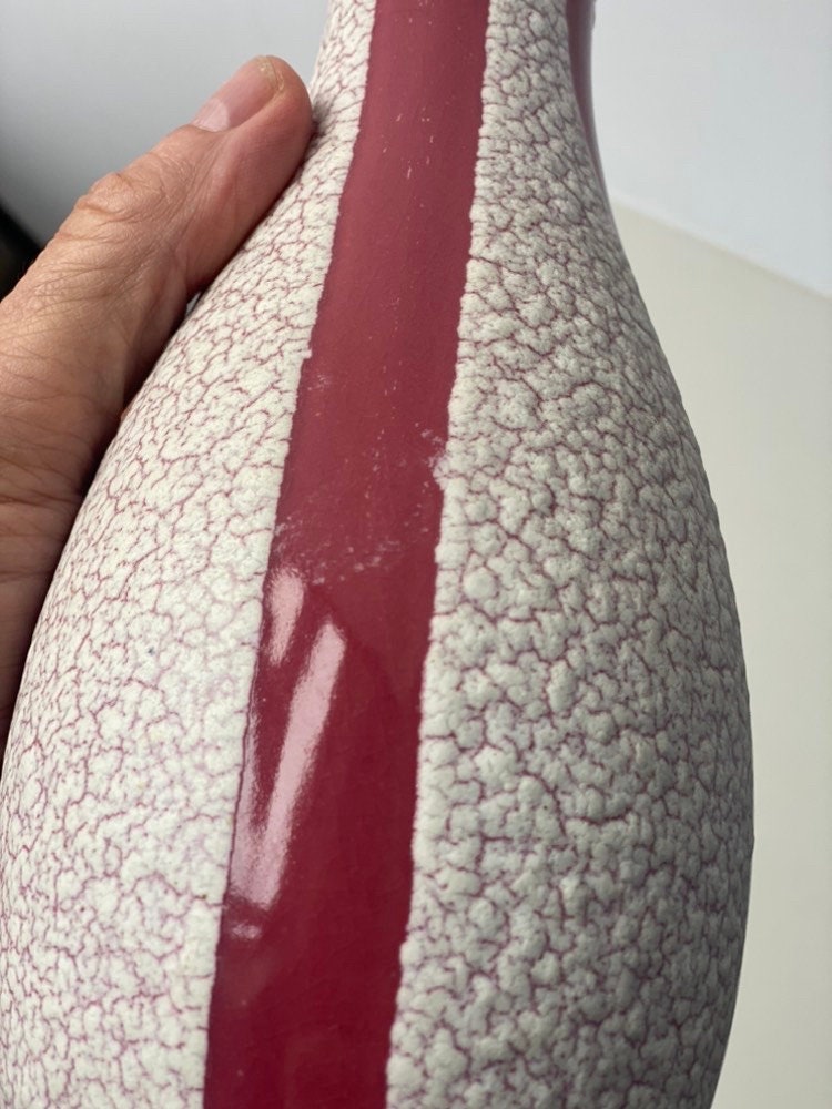 Jasba West German Crackle Vase Pink/Red Stripes