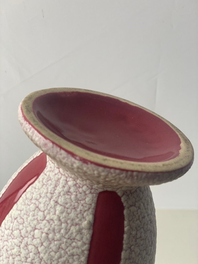 Jasba West German Crackle Vase Pink/Red Stripes