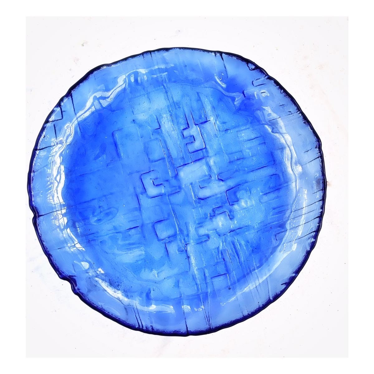 1960s Ruda Glasbruk Swedish Cobalt Glass Platter by Gotte Augustsson Art Glass