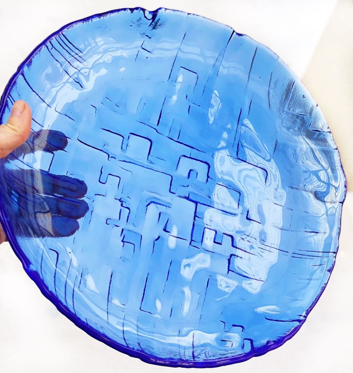 1960s Ruda Glasbruk Swedish Cobalt Glass Platter by Gotte Augustsson Art Glass