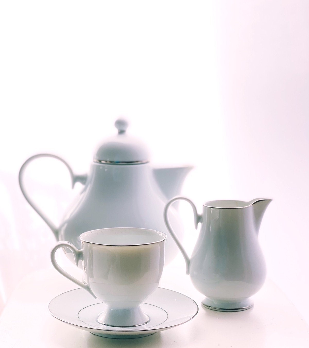 Scandinavian Style Noritake Bone China Tea Service 1970s 4 Settings ‘Silverdale’