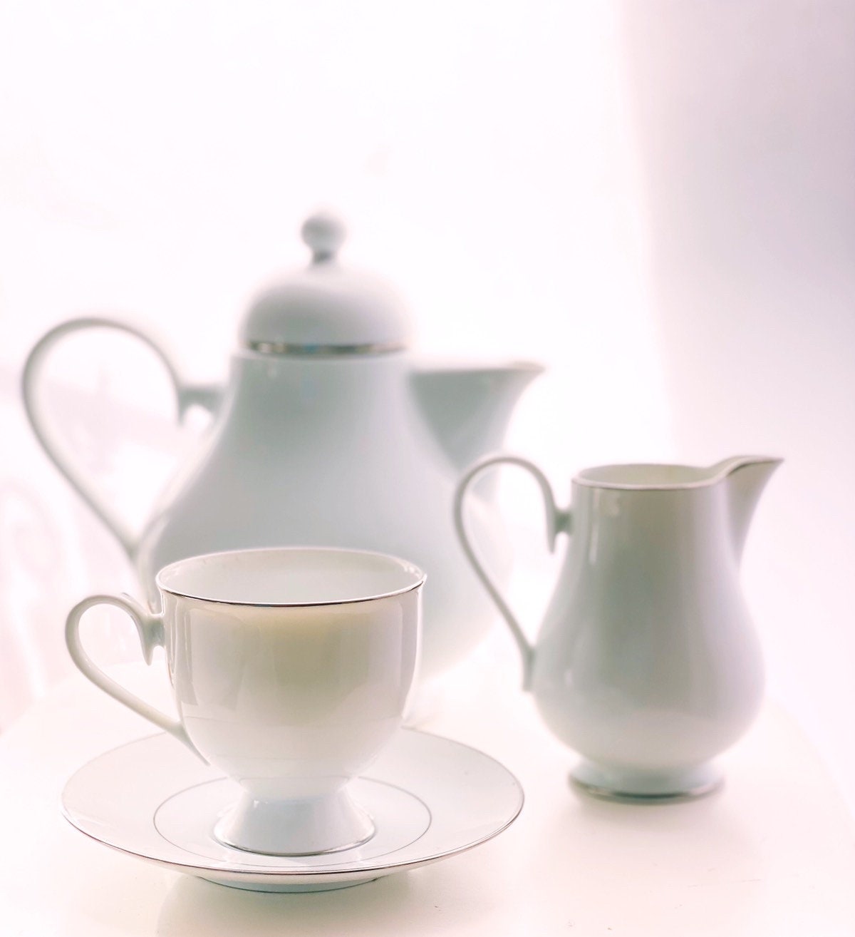 Scandinavian Style Noritake Bone China Tea Service 1970s 4 Settings ‘Silverdale’