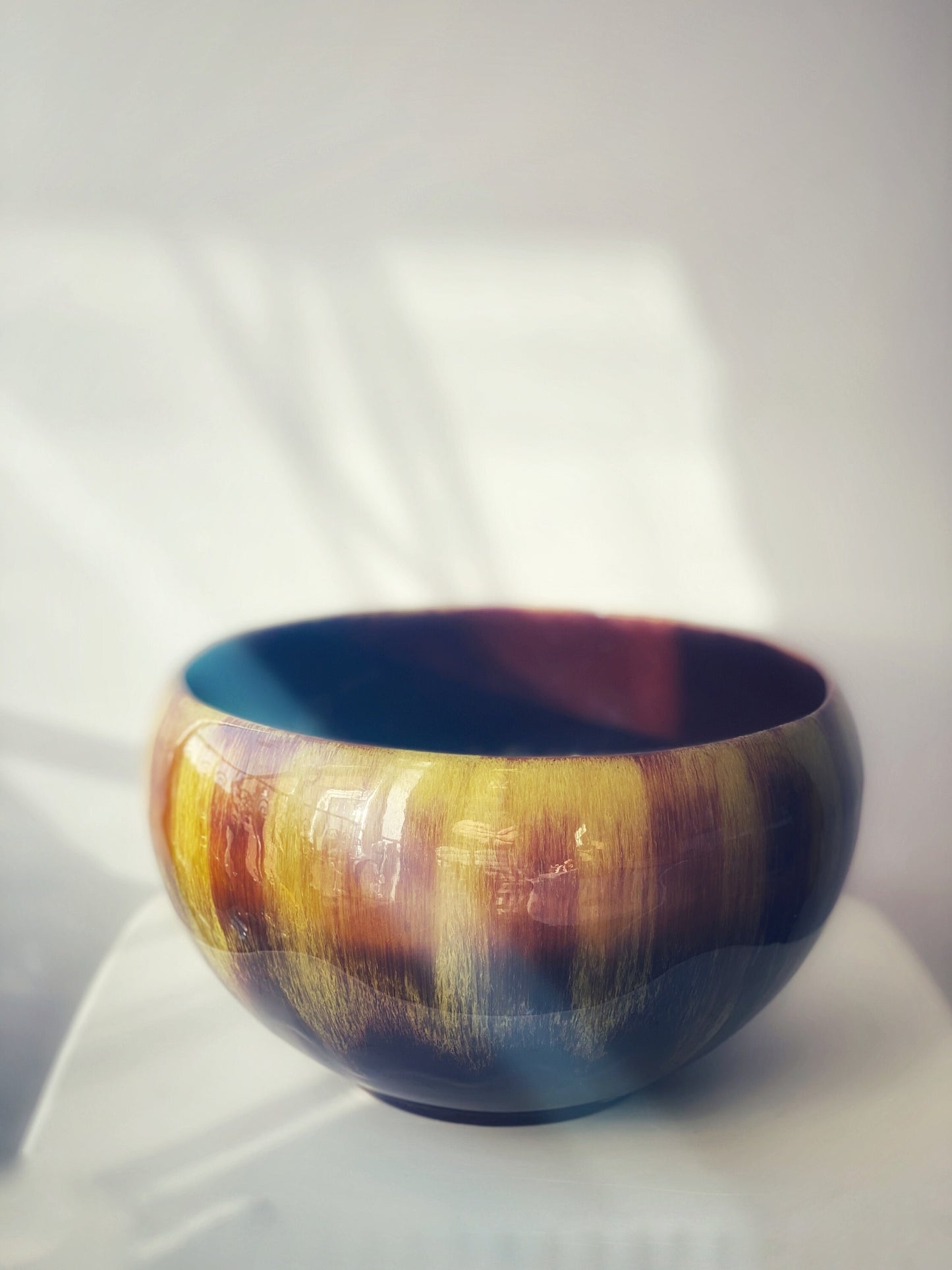 Canadian Blue Mountain Pottery Bowl Vase 1980s Harvest Yellow Gold Glaze