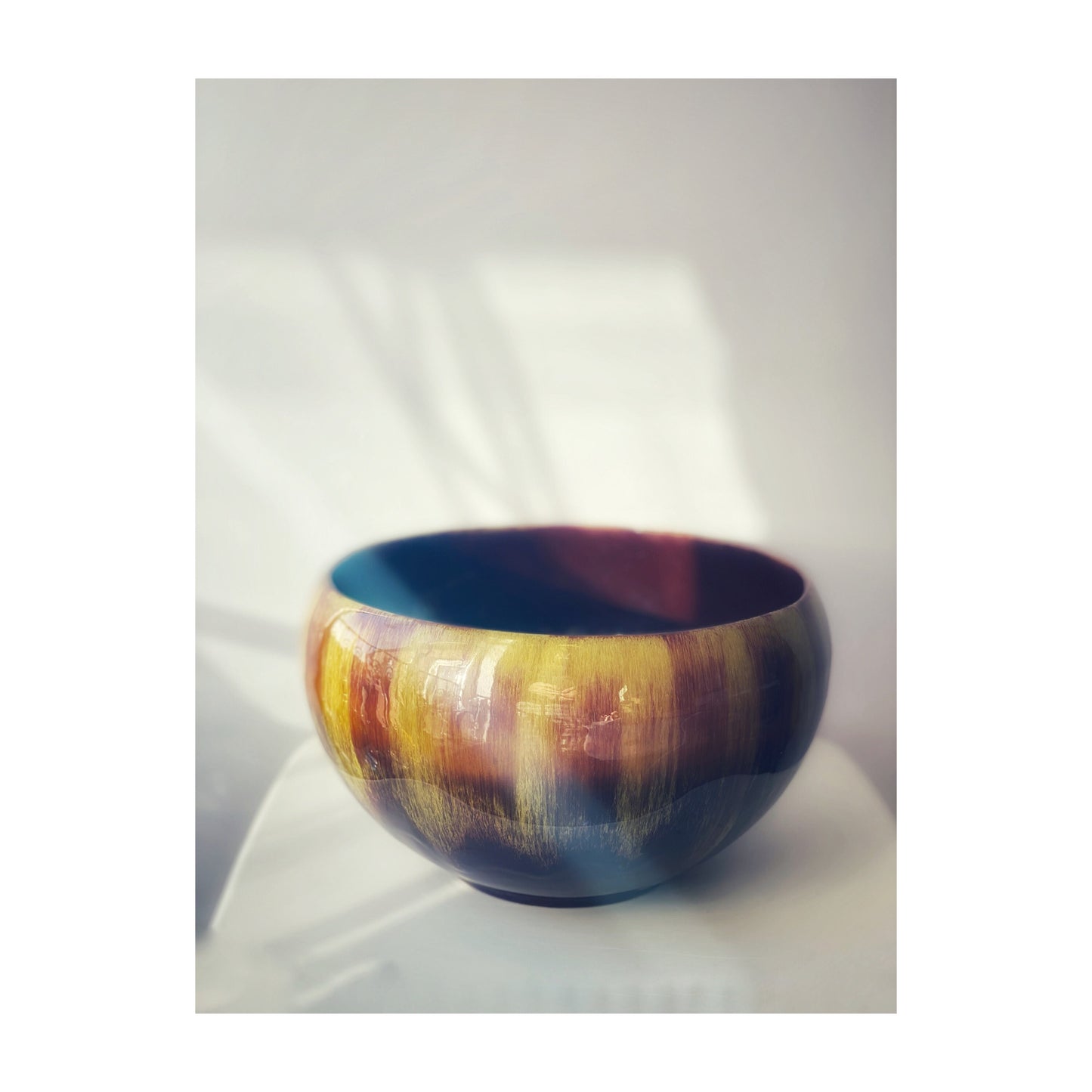 Canadian Blue Mountain Pottery Bowl Vase 1980s Harvest Yellow Gold Glaze