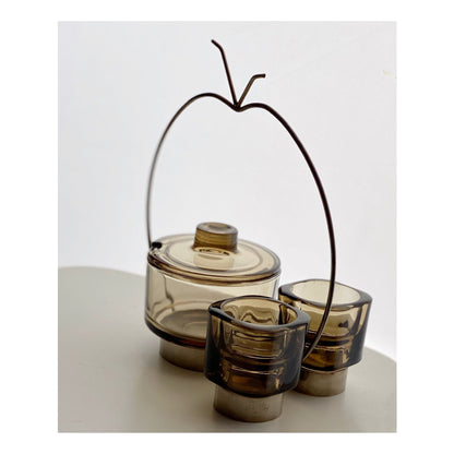 Fidenza Vetraria smoked glass compote  and lidded sugar bowl, Italy from the 1960s
