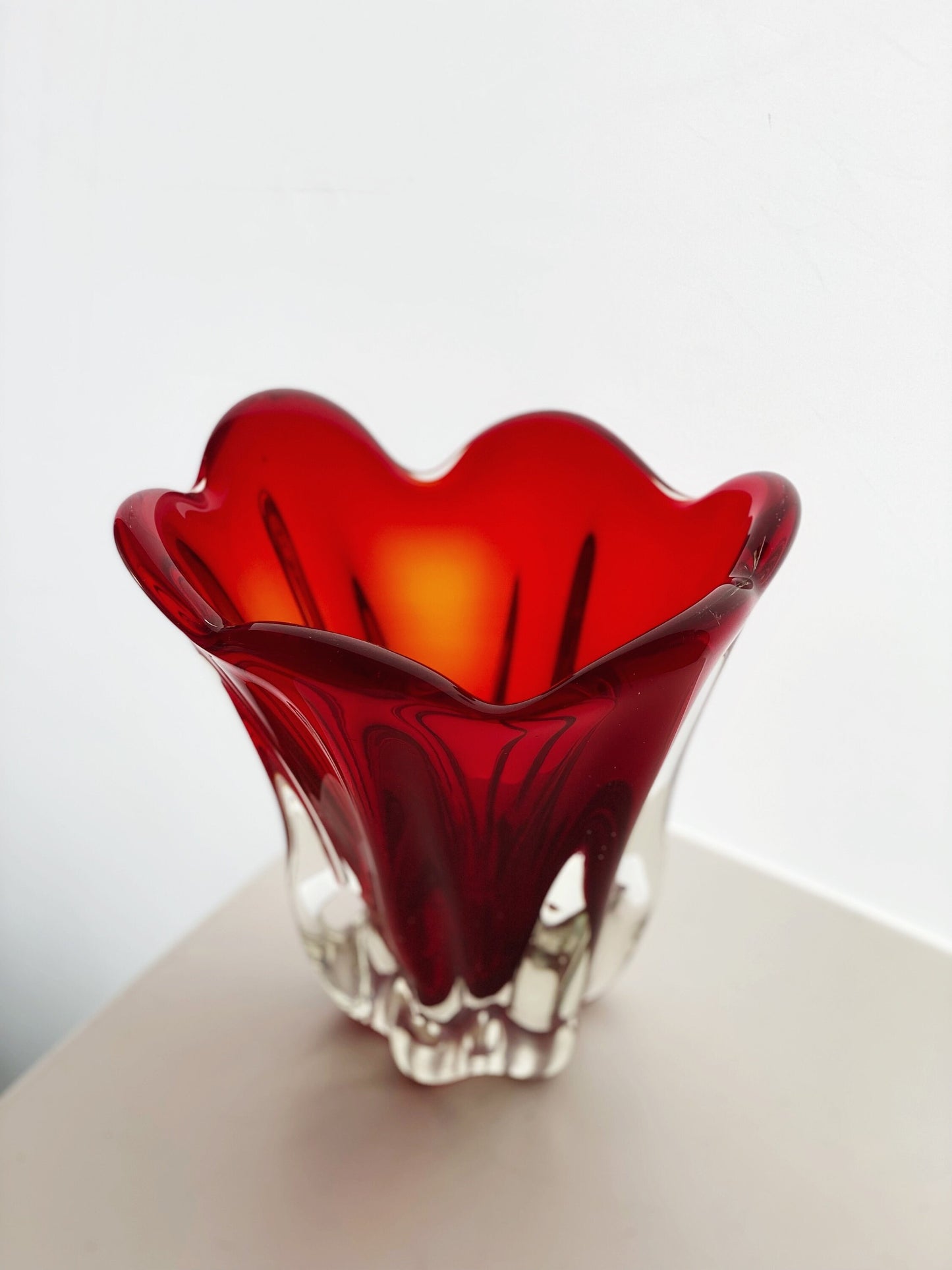 Dramatic free form 1950s Japanese glass vase