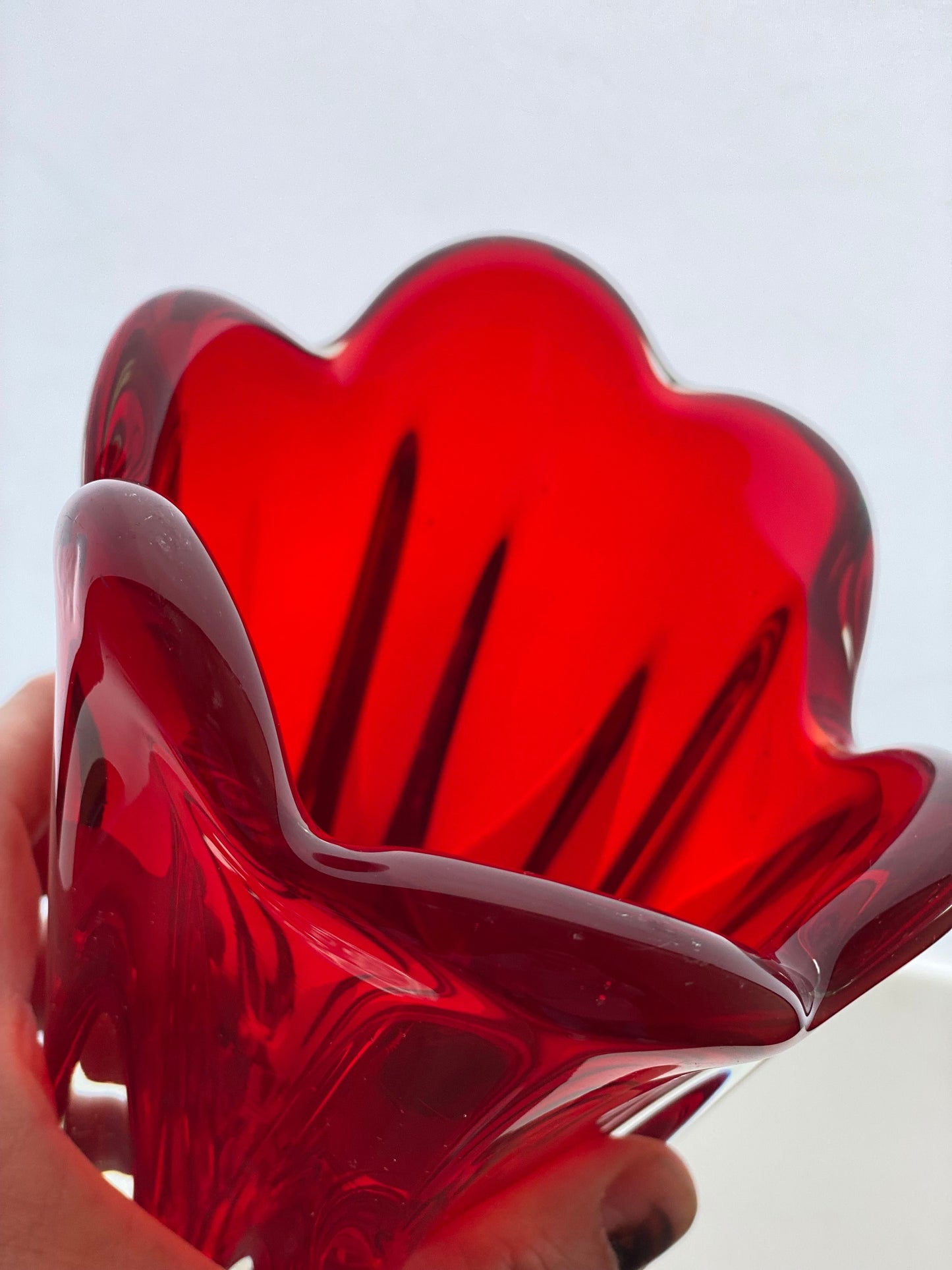 Dramatic free form 1950s Japanese glass vase