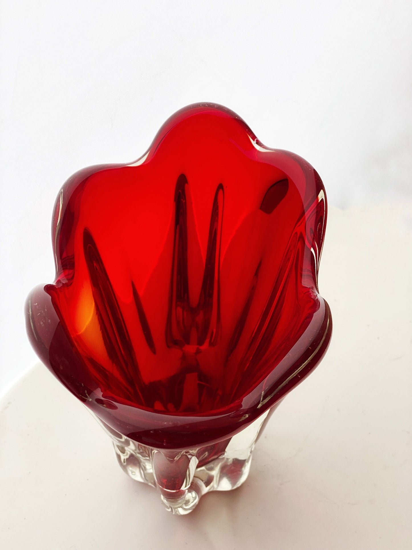 Dramatic free form 1950s Japanese glass vase