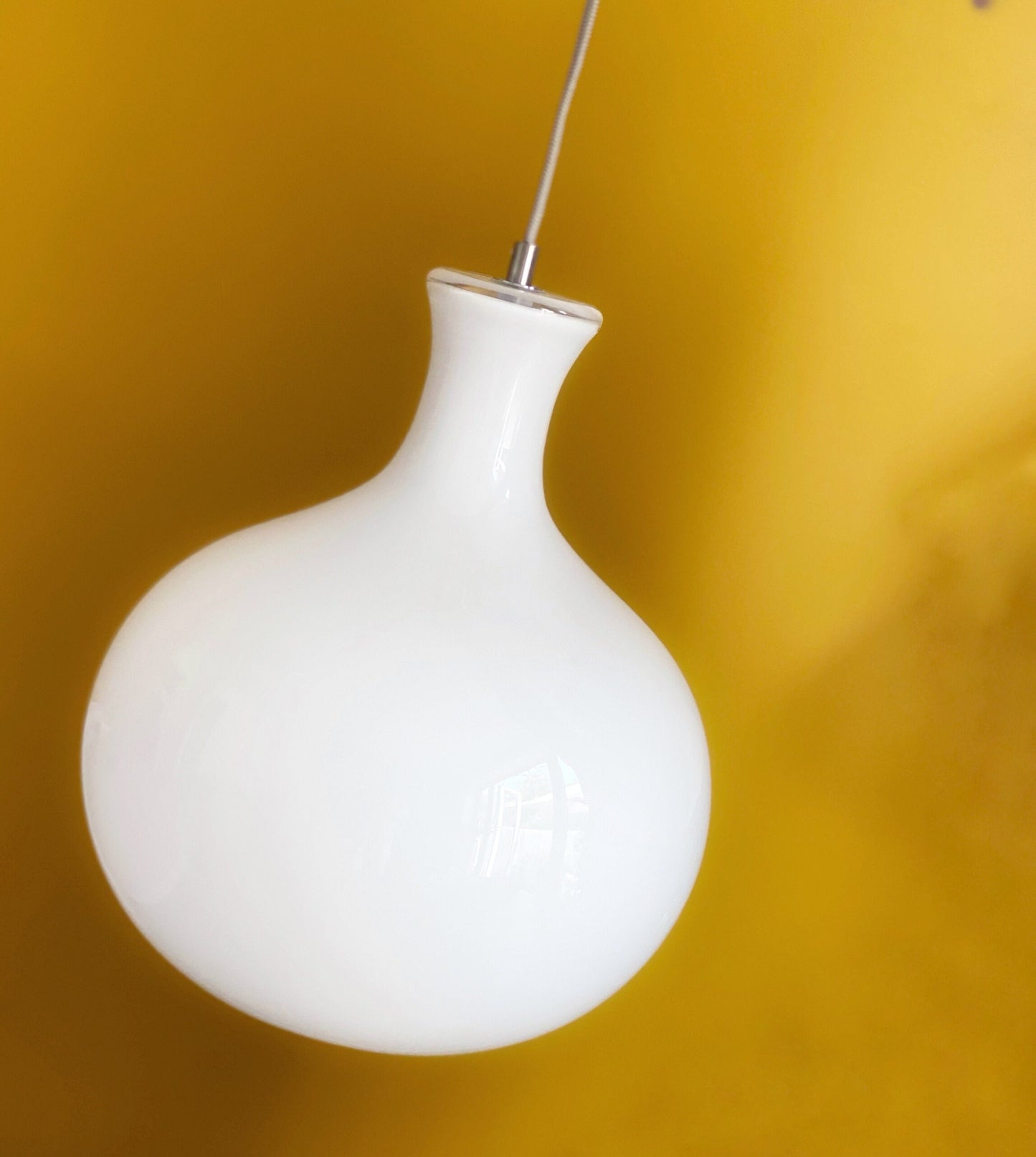 Large Hand Blown Milky White Glass Pendant Light - Peill and Putzler Style