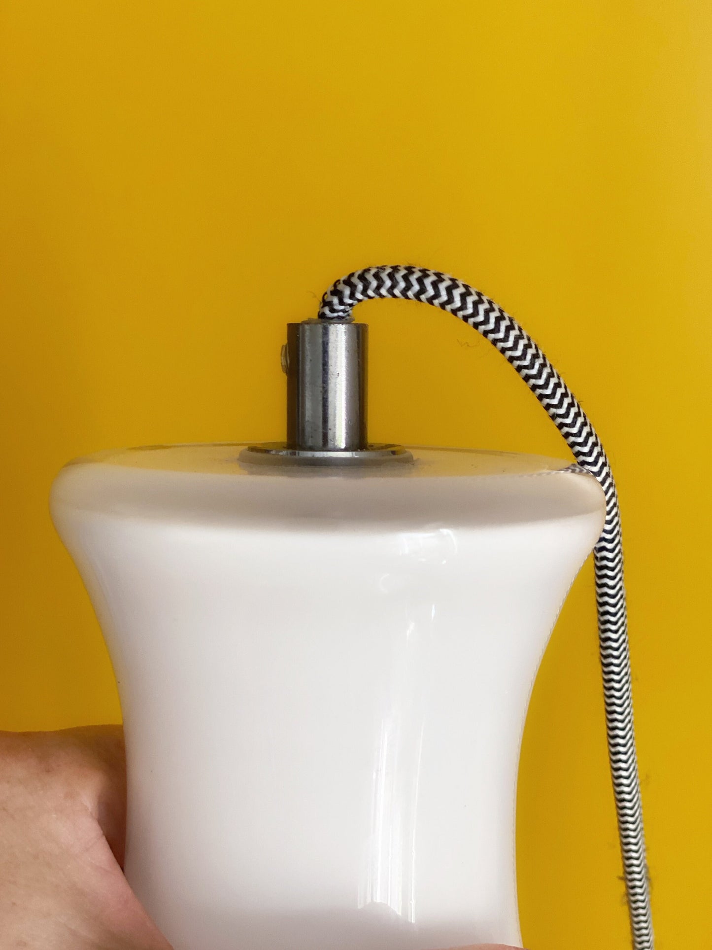 Large Hand Blown Milky White Glass Pendant Light - Peill and Putzler Style