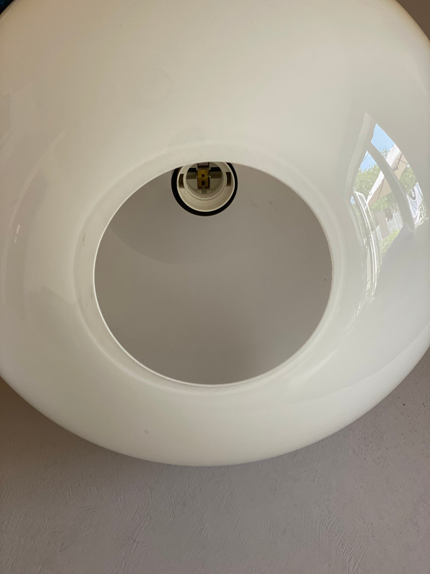 Large Hand Blown Milky White Glass Pendant Light - Peill and Putzler Style