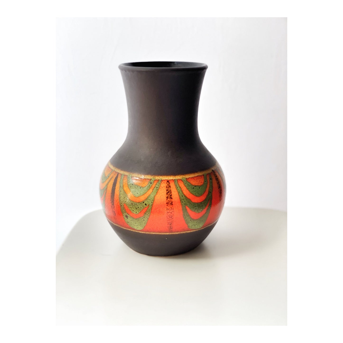 Vibrant Vintage Dumler & Breiden German Stoneware Vase - 1960s-70s Orange