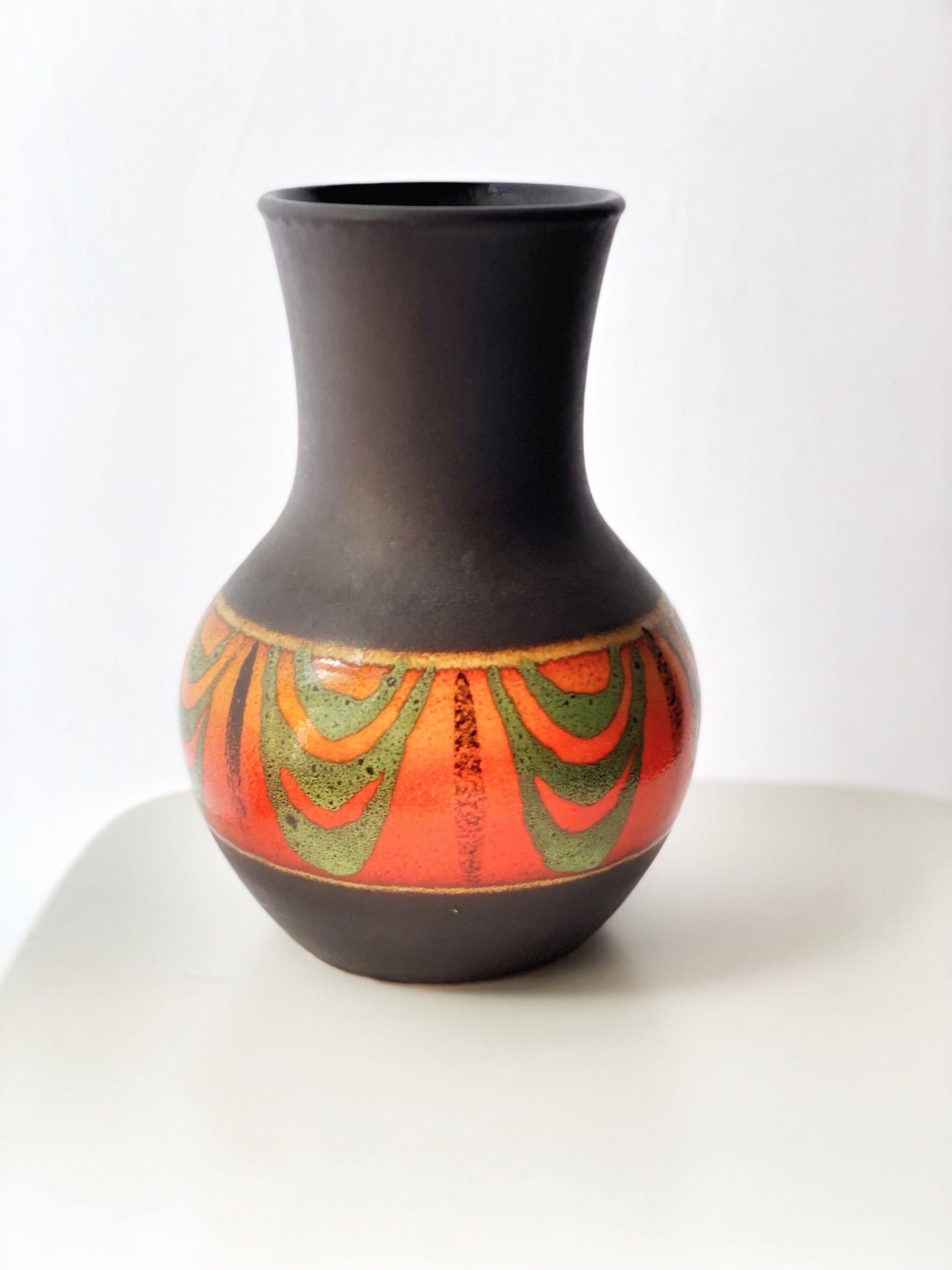 Vibrant Vintage Dumler & Breiden German Stoneware Vase - 1960s-70s Orange